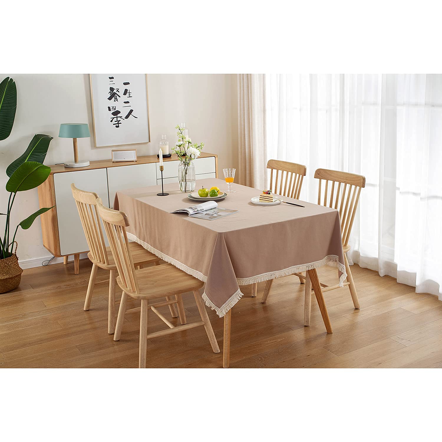 Amazon｜リネンの長方形のテーブルクロス、80x90(31x35inch)、防水